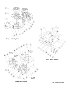 Hydro Hose And Pump Assembly Diagram and Parts List for M48-KW 53AB5DBV750-23-HP-OHV Cub Cadet Lawn Tractor